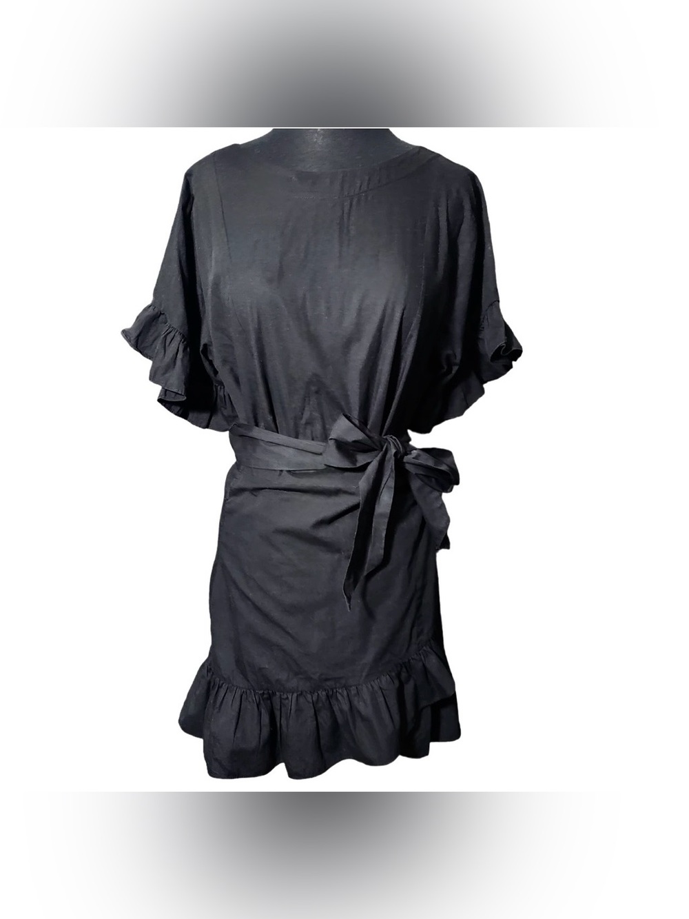 Socialite Women’s Ruffle Flare Sleeve Tie-Waist Mini Dress